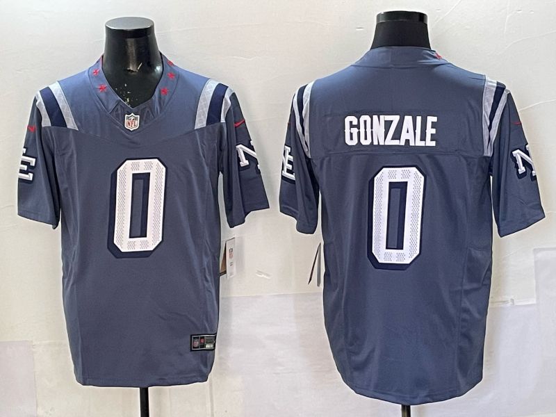 Men 2025 New England Patriots #0 Gonzale blue 5th generation Throwback Nike Limited NFL Jersey style 012